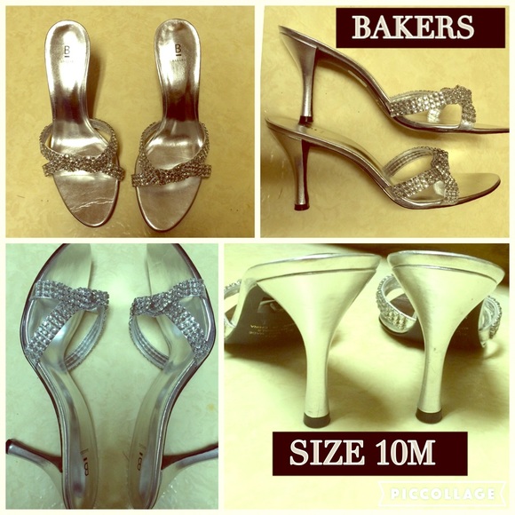 BAKERS SILVER CRYSTAL BLING HEELS SIZE 10M
