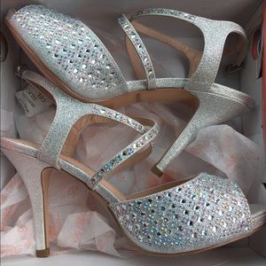 Silver crystal prom heels