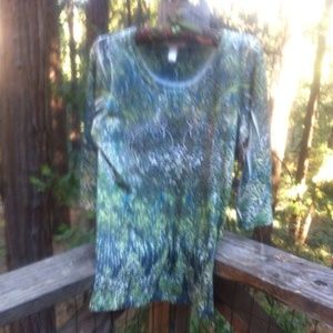 Turquoise 3/4 sleeve T shirt