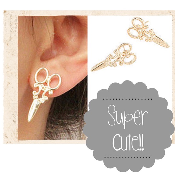 Gold Scissor Hairstylist Earrings - Picture 2 of 2