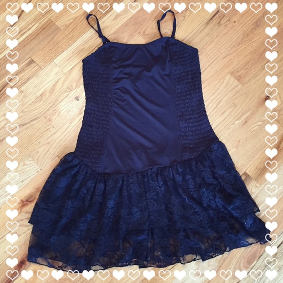 Black Free People Slip with Lace Skirt