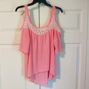 Pink Off Shoulder Lace Blouse
