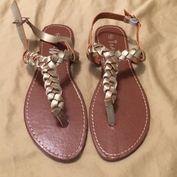 Traffic Gold Sandals. Size 8.