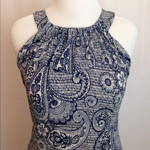 Cute paisley print blue and cream dress.