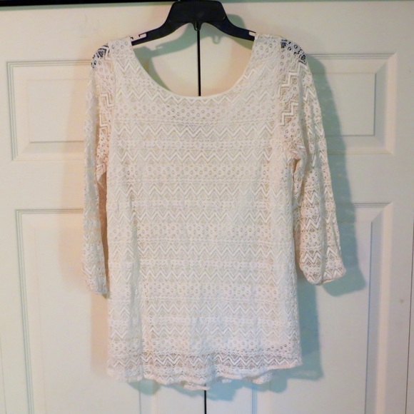 Cream Lace Bow Back Blouse