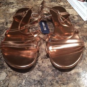 Rose gold metallic sandals