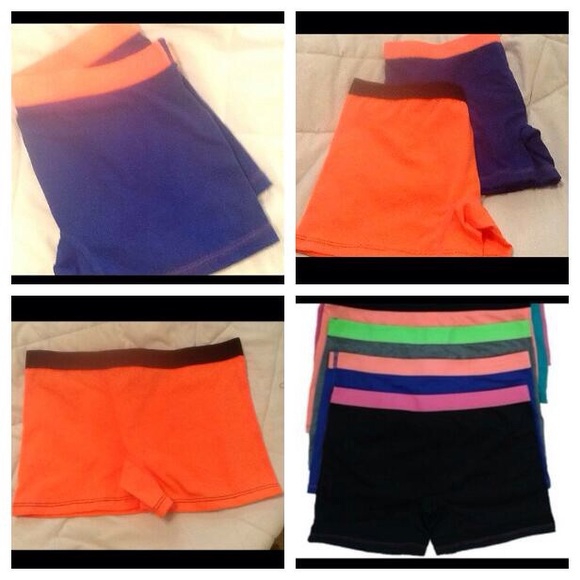 2 Pairs Women's Active Shorts Orange And Blue