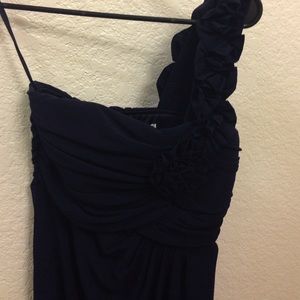One shoulder dark navy dress