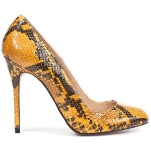 Zara Mustard Python Heels
