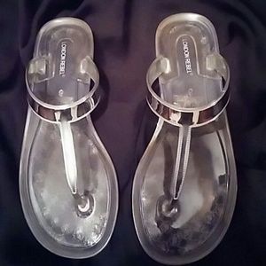 London Rebel plastic silver metallic clear thong