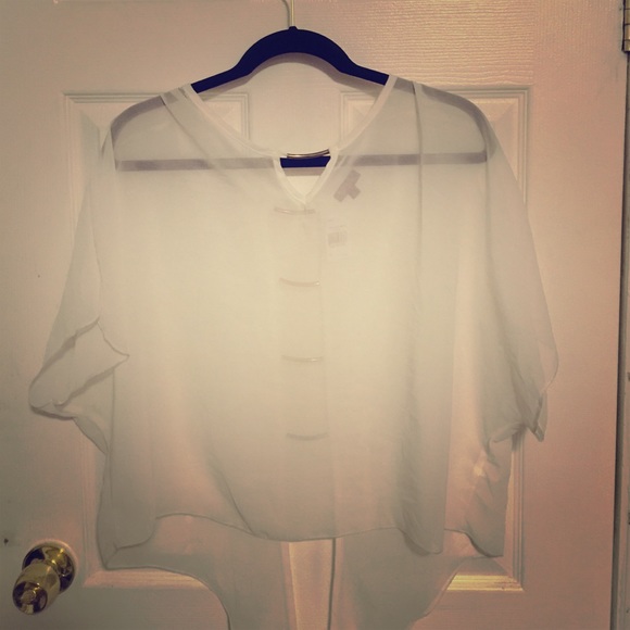 White sheer crop top