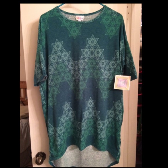 LulaRoe S Irma green geo pattern