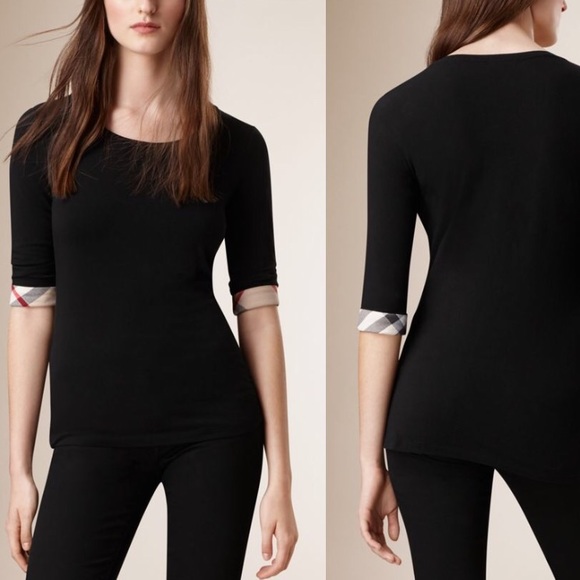 *NWT* Burberry black top with plaid detailing