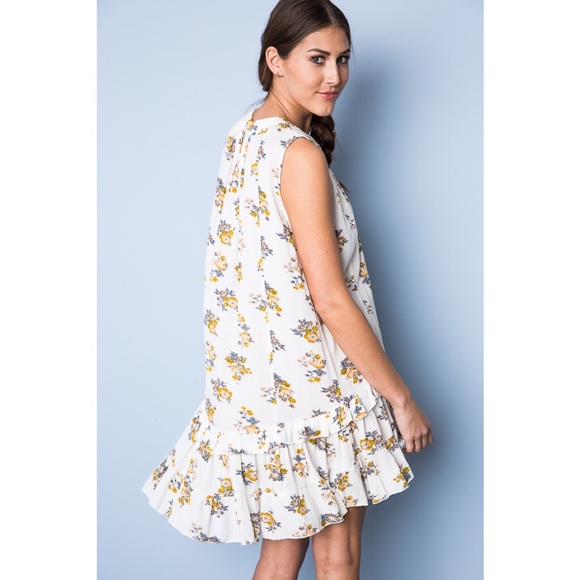 1DAYSALE Floral Trapeze Ruffle Hem Dress - Picture 2 of 3