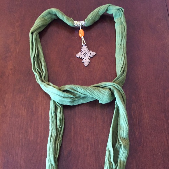 Ethiopian scarf adorned with a cross and beads