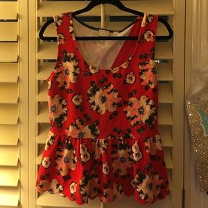 Anthropologie Floral Peplum Top
