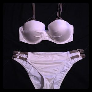 Victoria's Secret White/Taupe Strappy Bikini