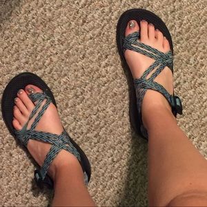 Blue and Purple Chacos