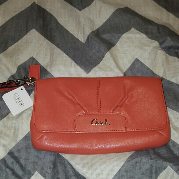 New Coach Orange Coral Clutch