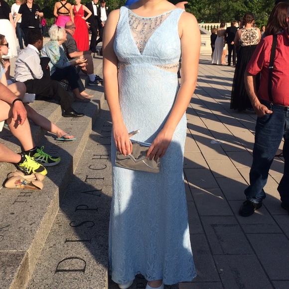 Light blue lace gown perfect for prom!