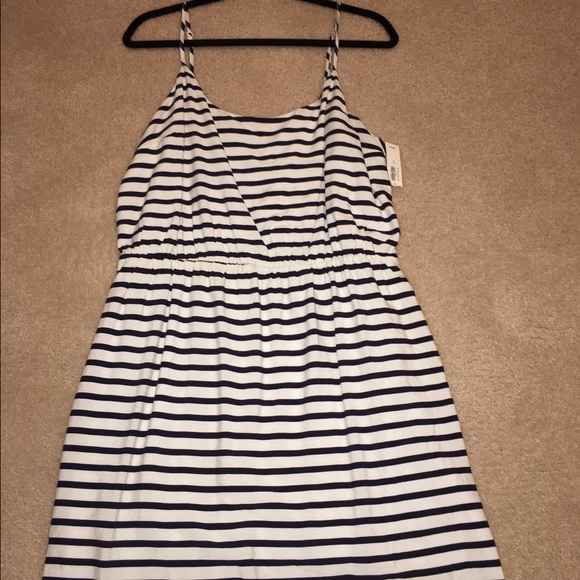 Blue and white striped dress