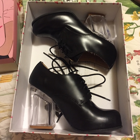Jeffrey Campbell lace up with lucite heel