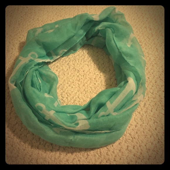 Mint green anchor infinity scarf