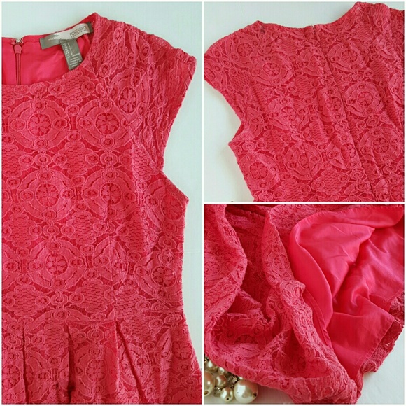 Crocheted Lace Dress Coral S