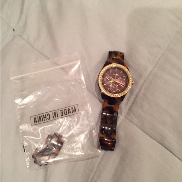 Tortoise shell fossil watch like new