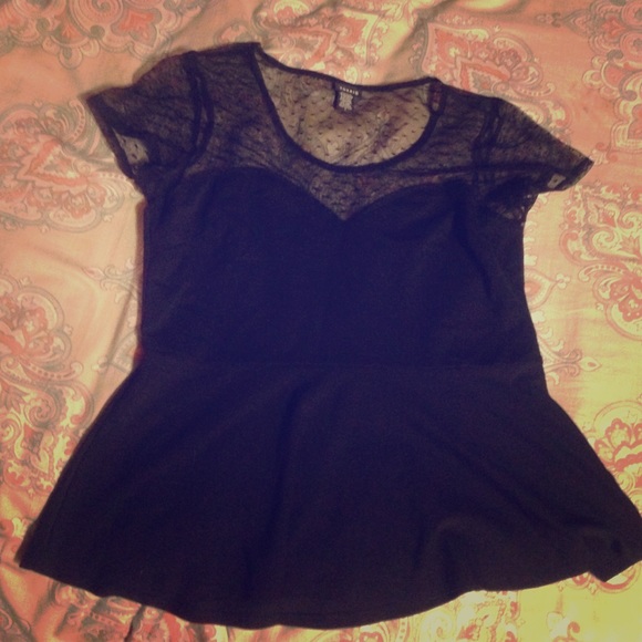 torrid Tops - Beautiful Black Torrid Sheer top Peplum 1