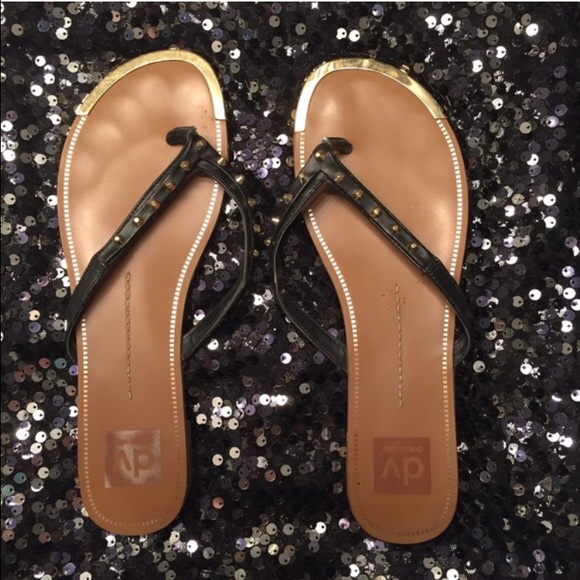 Dolce Vita Black Studded Flip Flops