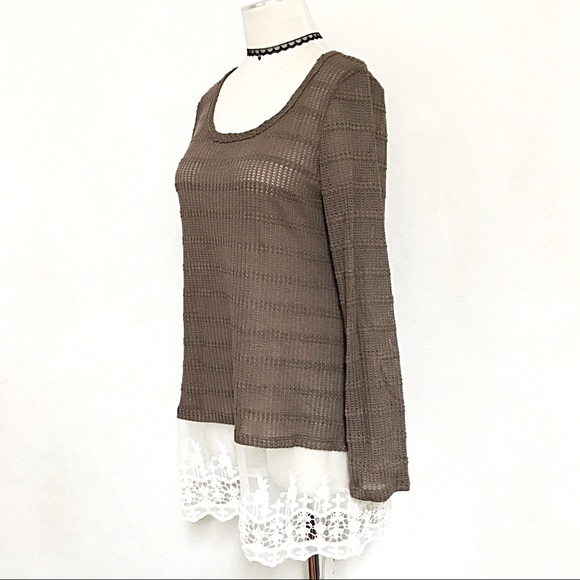 LAST! knit crochet lace trim tunic lightweight top - Picture 2 of 4