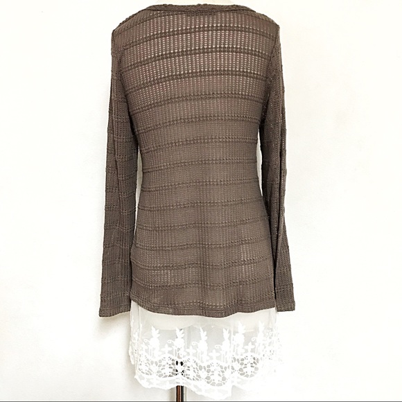 LAST! knit crochet lace trim tunic lightweight top - Picture 3 of 4