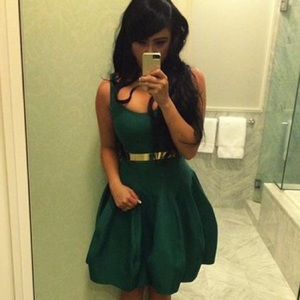 halston heritage green bubble dress