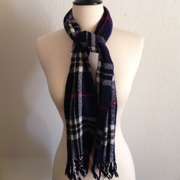 Blue ,White , & Red Plaid Scarf
