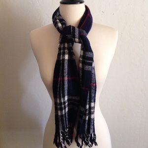 Blue ,White , & Red Plaid Scarf