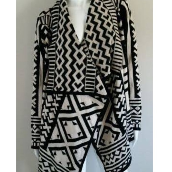 Sisters Aztec Print Open Front Cardigan Sweater