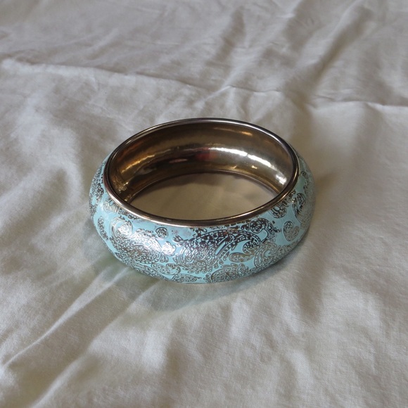 Gold and Mint Metal Bangle Bracelet