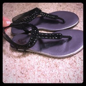 Black sparkle sandals