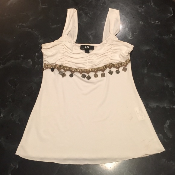 Off white embellished cami top