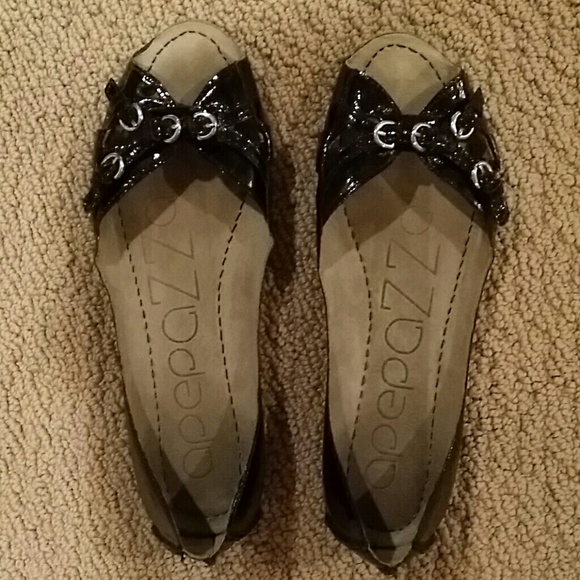 Apepazza Black Leather Flats