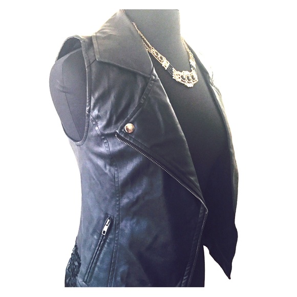 ASTRI Faux Leather Vest with fringe detailing