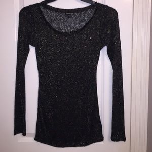 Black and gold sheer long sleeve tee