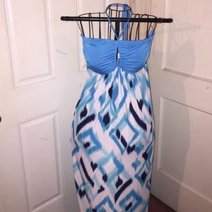 Baby blue /white / navy blue maxi dress