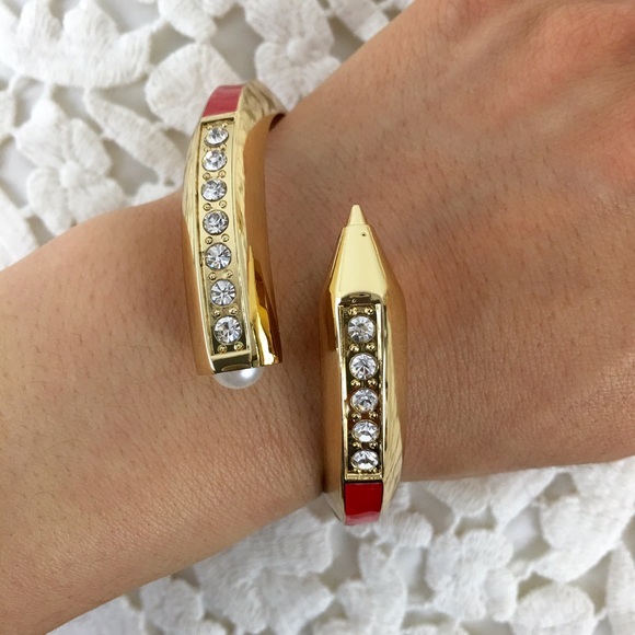 Gold Tone Bangles Red/Blue/Ivory/Rust - Picture 2 of 3