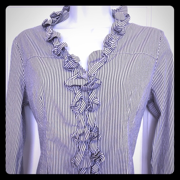Express Studio Design Long Sleeves Ruffled Shirt M