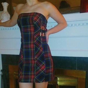 Plaid Strapless Dress