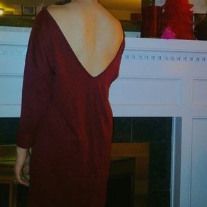 Off the Shoulder Maroon Knit Dress