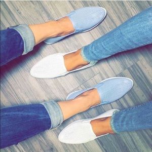 white "sporty" slip on shoes