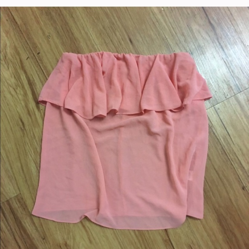 Pink chiffon flowy tube pheasant top